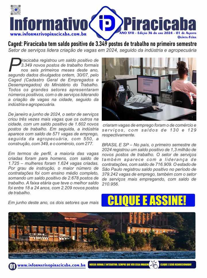 Piracicaba tem saldo positivo no CAGED