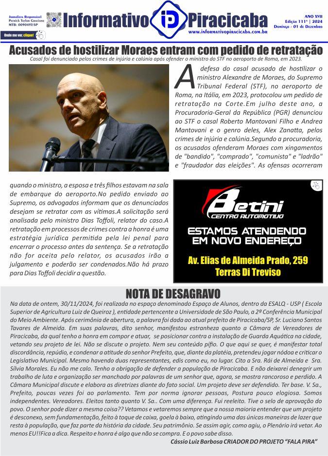 Acusados de hostilizar Moraes entram com pedido de retratação