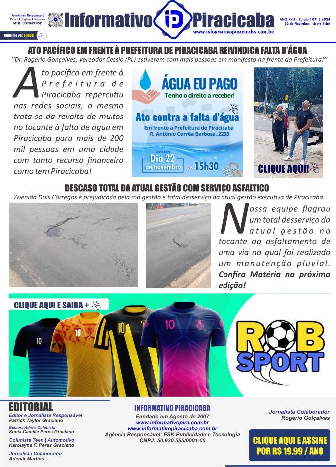 ATO PACÍFICO EM FRENTE À PREFEITURA DE PIRACICABA REIVINDICA FALTA D’ÁGUA