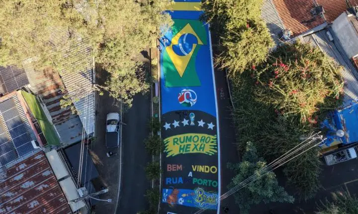 Copa do Mundo: pintura alusiva à competição é concluída na avenida Alidor Pecorari