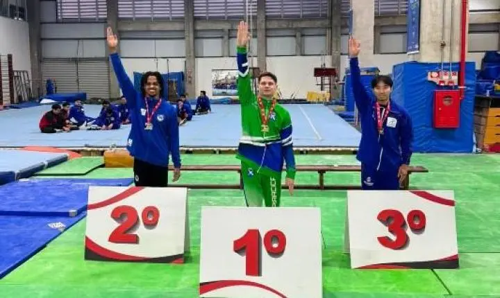 Diogo Soares é campeão, em dose dupla, do Estadual Adulto de Ginástica
